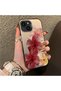 iPhone 13 Mini Compatible Silicone Edge Hard Back Case Couple Phone Case with Floral Pattern - 3