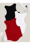 Women's 3-Pack Cotton Ribbed Fabric Body-Fitting Skirt Oval Cyclic Neck Tank Top - 2