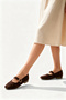 Nikol Women's Genuine Leather Ballerinas - Brown Suede - 6