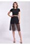 Women's Black Diver Shorts with Tulle Inside and Flared Skirt on the Outside, Modern Design - 8