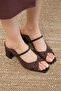 Gilda Brown Block Heeled Women's Slippers