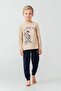 Boy's Pajama Set Printed Cream Long Sleeve Pajama Set Us2637-C-V1