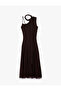 Slim Fit Scarf Asymmetrical Cut Strap One Shoulder Midi Tulle Dress - 2