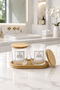 Nuvia Set of 2 Bathroom Glass Jars with Bamboo Lids and Stands Decorative Bathroom Organizer 350 Cc - 2