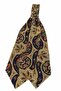 Yellow Navy Blue Shawl Pattern Italian Silk Ascot Tie Sac129 - 4