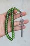 Green Colored Tuğ Silver Tassel Wheel Cut Necef Stone Prayer Beads 201025707 - 6