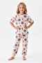 Girl's Summer Colorful Flower and Cherry Pattern 100% Cotton Single Jersey Fabric Reactive Dyeing Short Sleeve Pajamas Set