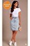 Ksha Karyıkama Gray Denim Skirt High Waist Summer 55 cm - 4