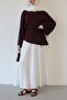 Women's Asymmetrical Cut Waist Tie Modal Hijab Shirt Bitter Brown - 7