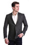 Navy Blue Executive Mono Collar Patterned 6 Drop Jacket
