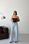 Women's Pocket Detail Basic Loose Ice Blue Denim Trousers - 7
