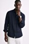 Men's Long Sleeve Muslin Shirt - Navy Blue