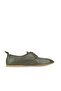 Green Leather Women's Flat Ballerinas