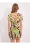 Women's Pistachio Green Deep V-Neck Gipeli Back Detailed Mini Dress Nj177 - 4