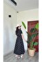 Polka Dot Short Sleeve Buttoned Belted Maxi Length Shirt Collar Very Stylish Comfortable Dress - 3