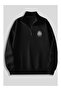 Men's Standing Collar Zippered Printed Comfortable Cut Sweatshirt