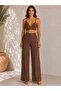 Women's Linen Set with Straps, Bustier and Pants, Two-Piece Summer Set - 2