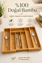 Bamboo Cutlery Holder Adjustable Drawer Cutlery Organizer 30-43X35 cm