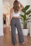 Women's Smoked Muslin Palazzo Pants Wide Leg High Waist - 6