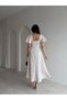 Women's Polka Dot Square Neck Flounce Sleeve Waist Fitted Midi Dress Casual Stylish Dress - 2