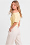 Butter Yellow Ultra Premium Soft Fitted Boat Neck Short Sleeve Blouse - 2