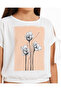 Girl's Blouse Original Printed Blouse with Straps from the Shoulders Ecru - Salmon