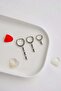 3-Piece Earring Set White Zircon Stone Dangle Minimal Hoop Earring Set Silver Color - 3