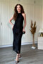Halter Neck Jacquard Glitter Midi Tulle Dress - 8