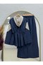 Zergül Hooded Waist-Tightening Pants Suit-Pn3149 Navy Blue - 7