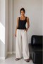 1028 Women's Basic Cotton U-Neck Sleeveless Skirt Hem Ruffle Blouse Black