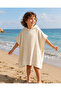 100% Cotton Cream Handwoven Children's Poncho, Hooded Bathrobe & Beach Towel - 6