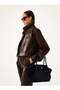 PEI Hana Medium Faux Suede Tote Black - 7