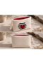 Red Heart Punch Embroidered Canvas Handbag - Striped Embroidered Makeup Bag and Portfolio - 3