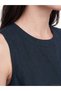 Gencc Quality with Lcw Comfort Navy Blue Linen Plain Oval Neck Sleeveless Women's Blouse - 3