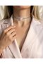 Cord Chain Knitted Crystal Stone Handmade Choker Necklace Pink Silver Color Necklace