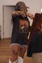 Unisex Oversized T-Shirt Cowboy Girl Black / White - 6