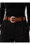 Women's Tan Gold Buckle Trousers & Waist Belt - 3