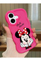 iPhone 16 Compatible Case with Camera Protector Red Silicone Couple Phone Case Cute Pattern