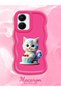 Vivo Y16 Compatible Case Camera Protector Red Silicone Couple Phone Case Cat Pattern - 2