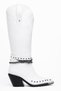 White Matte Leather Metal Toe Cap Below the Knee Staple Belt Detail Western Cowboy Boots - 2