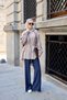 Women's Double Color V Detail Collar Lace-Up Hooded Parachute Suit Navy Blue - 2