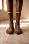 Women's Knitted Patterned Socks Dark Brown - 2
