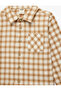 Long Sleeve Cotton Plaid Shirt with Pocket Detail - 7