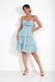 Women's Strapless Lined Chest Gathered Layered Short Chiffon Short Dress - 3