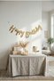 Happy Birthday Banner Gold Color Birthday Party Ornament Hanging Lettering Decoration - 4