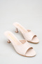 Women's Beige Thin Heeled Slippers, Stylish Single Strap Casual, Event and Evening Dress Shoes - 4