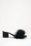 Lace Detailed Feathered Bridal Slippers Black Thick Heeled Wedding Engagement and Dowry Slippers - 3