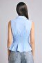 100% Cotton Fitted Poplin Sleeveless Blue Shirt I0928Ax26Sm - 5