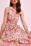 100% Cotton Heart Collar Floral Poplin Strap Midi Dress I4175Ax26Sm - 3
