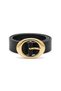 Black Shk3002 Women's Oval Gold Buckle Thin Waist Belt